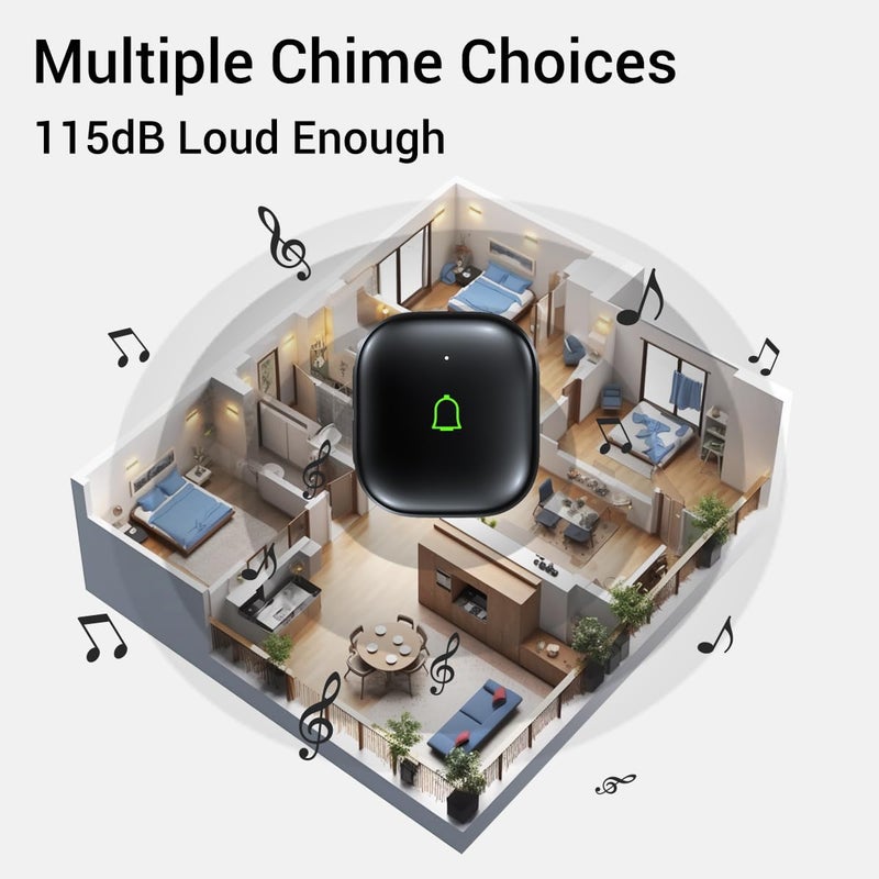 LeadGo Classroom Doorbell IP66 Wireless Doorbell Door Bell Ringer Wireless Waterproof 1000Ft 32 Chimes 115dB 7 Vol Levels Mute Mode & LED Flash Doorbells for Home Kids Room Teachers Classroom Office - Image 5